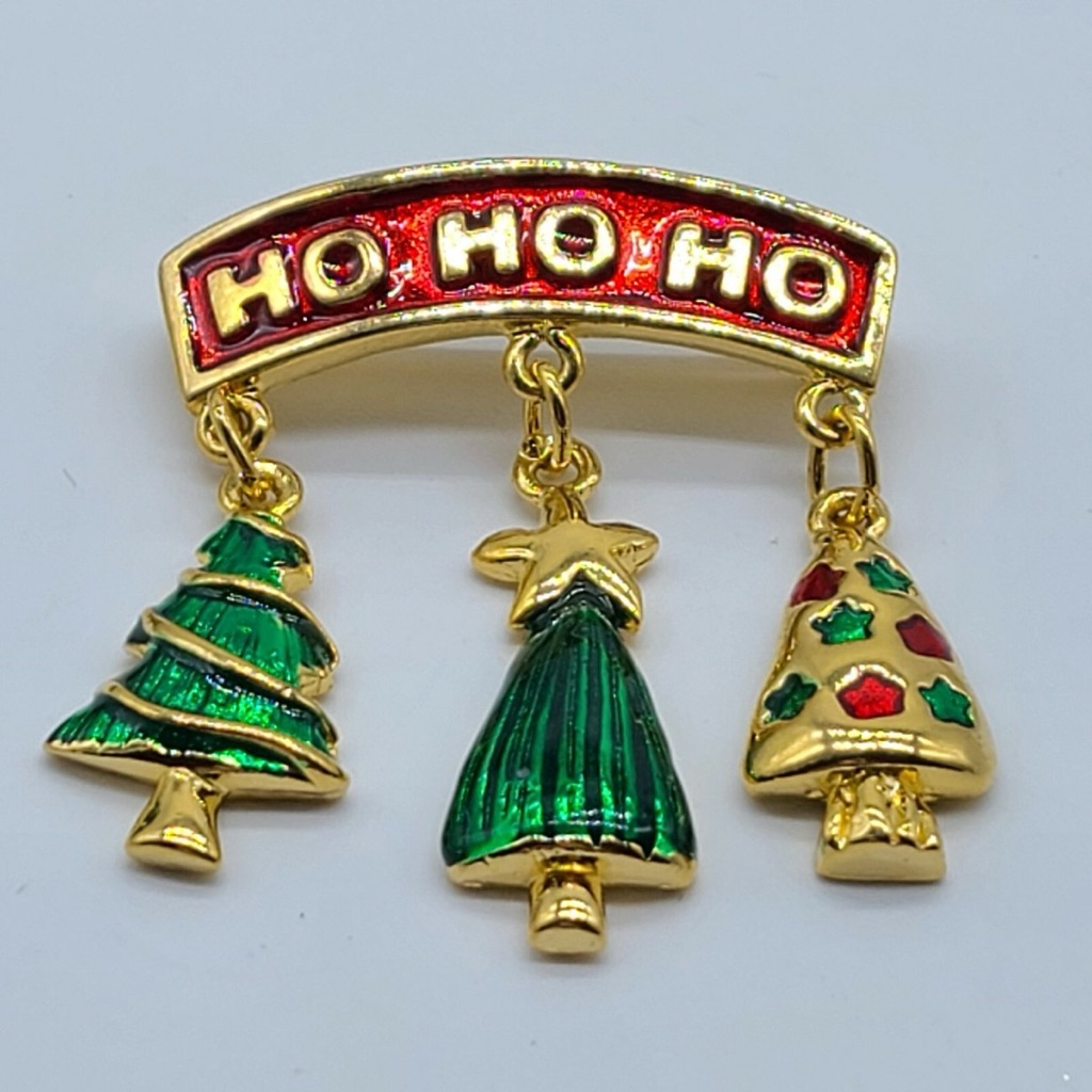 Vintage Lia Liana Christmas Brooch Ho Ho Ho
